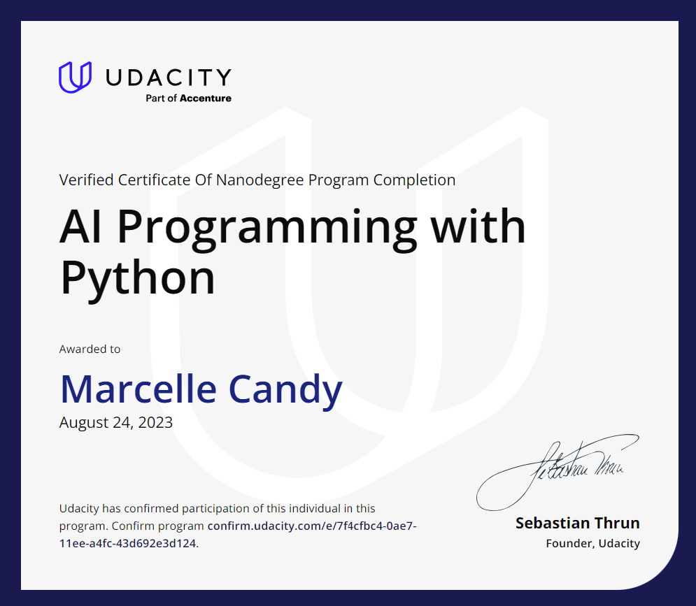 AI Programming with Python - AWS Scholarship Programme